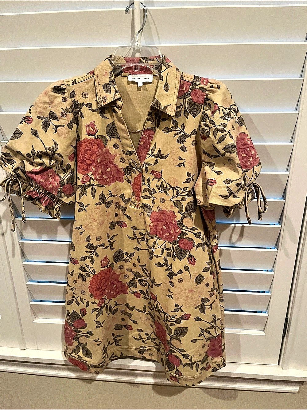 entro Floral Print Puff Sleeve Mini Dress Floral Mini Dress Size Small